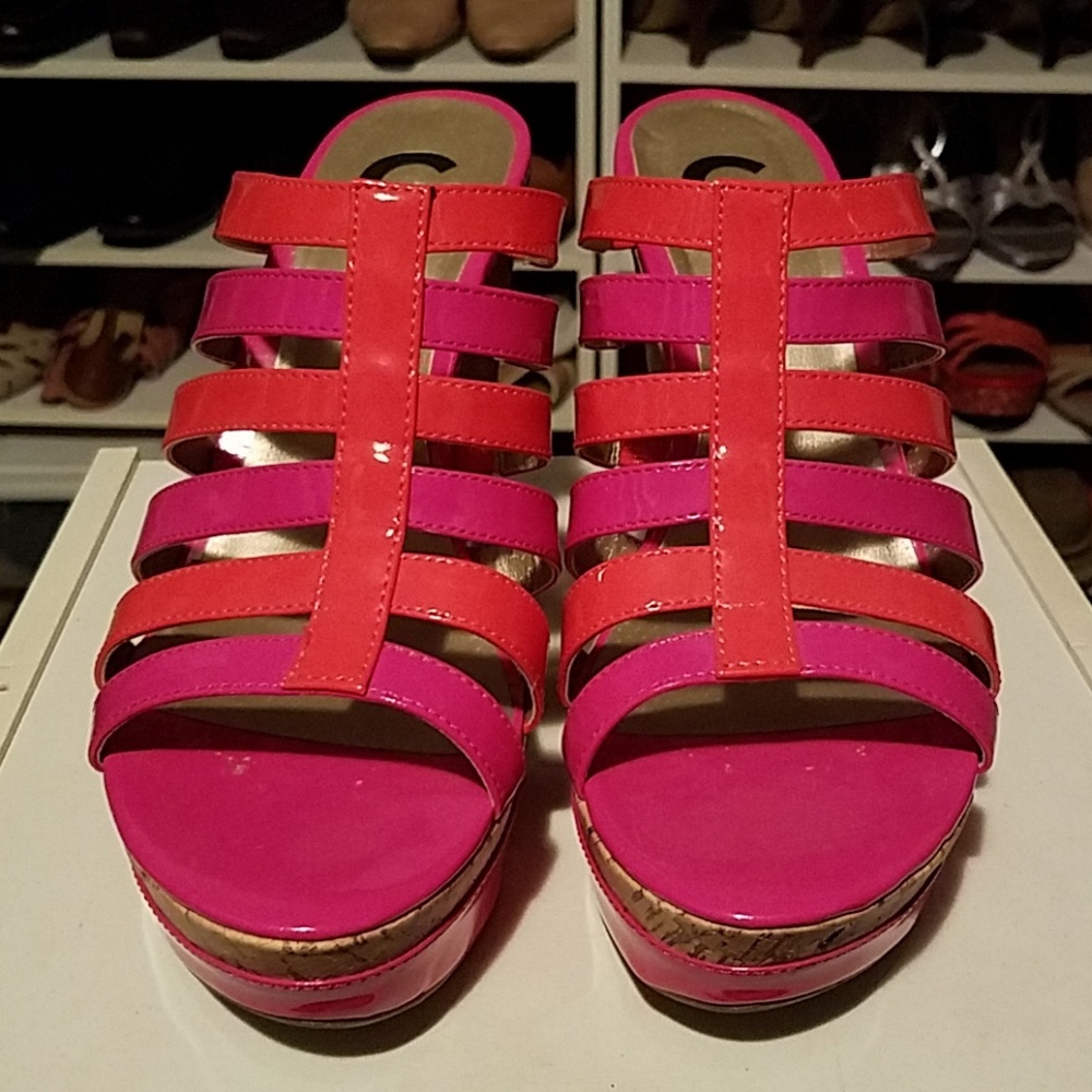 GUESS Multi Colored Cork Wedge